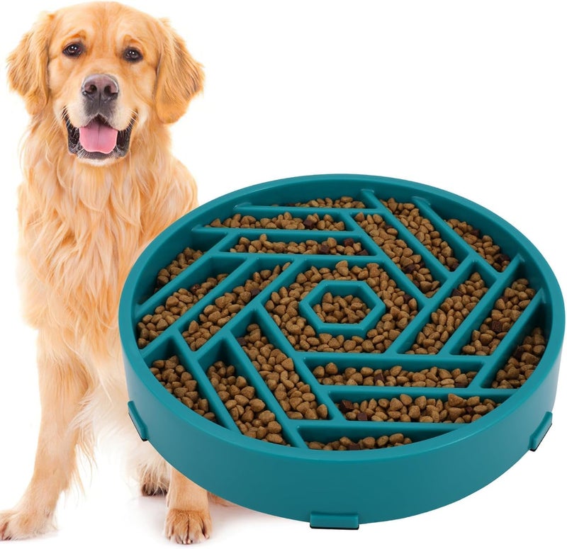 tobyto Slow Feeder Dog Bowls Large Medium Breed,Anti-Choking Slow Eating Dog Food Bowl,Non Slip Pet Slower Food Feeding Bowls Large Puzzle Slow Feeder Bloat Stop Maze Dog Dishes,Dark Green - Image 1